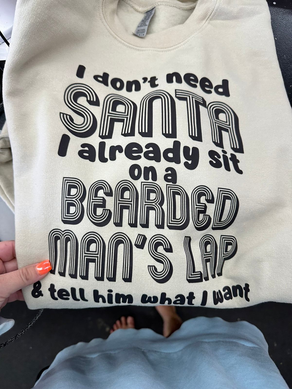 Bearded man lap christnas tee or sweatshirt