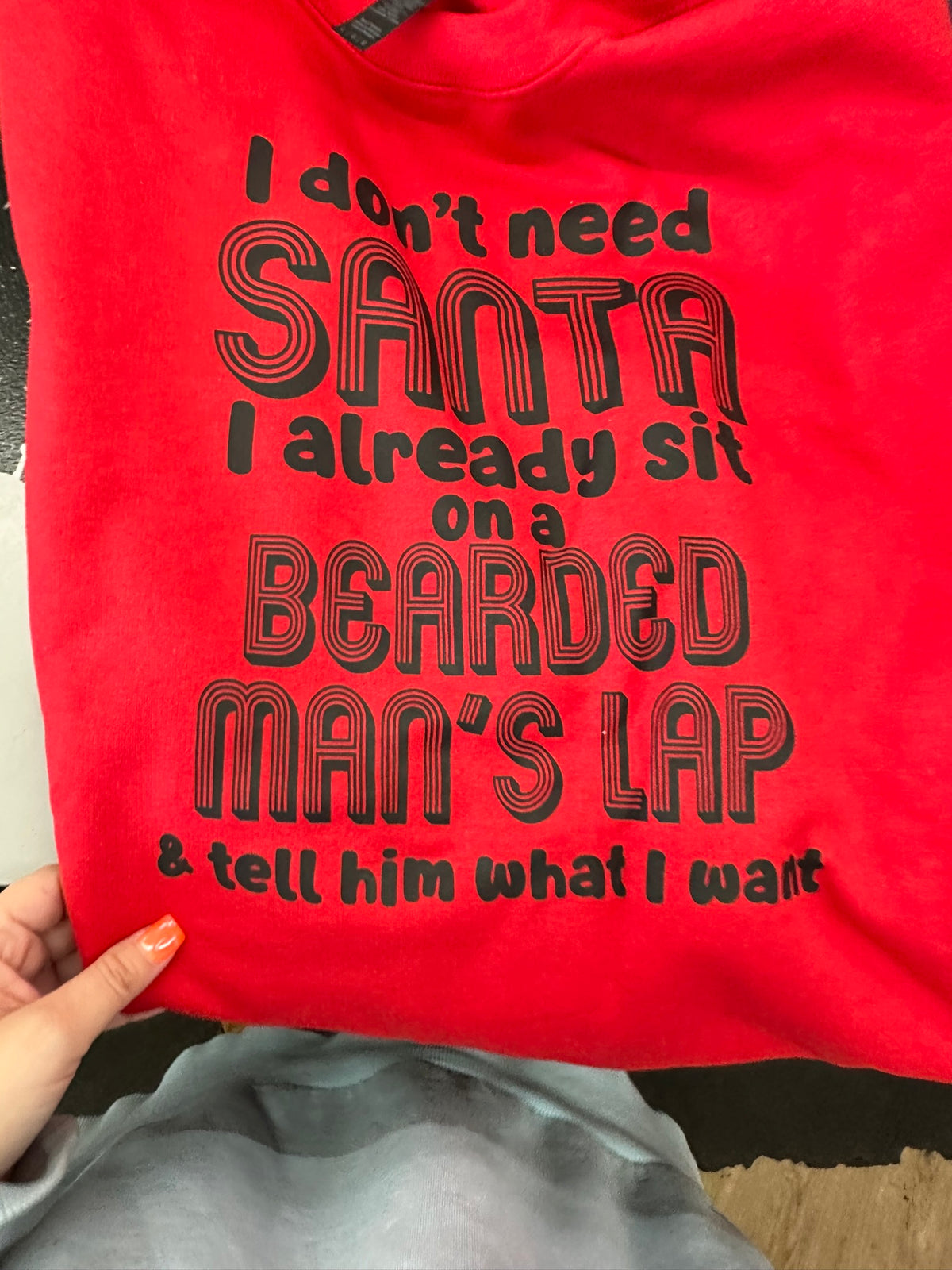Bearded man lap christnas tee or sweatshirt