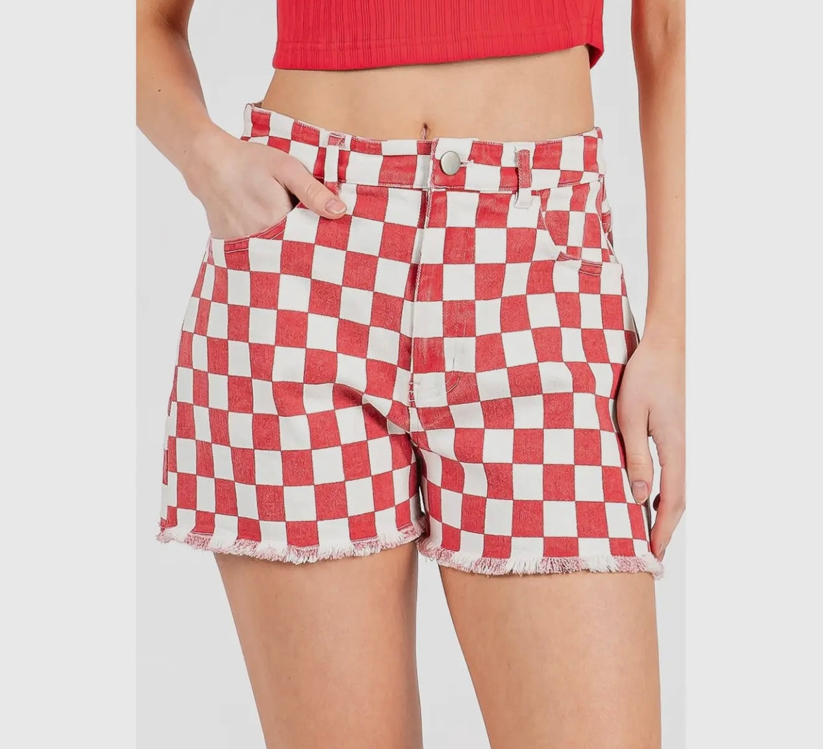 Red Checkered Shorts