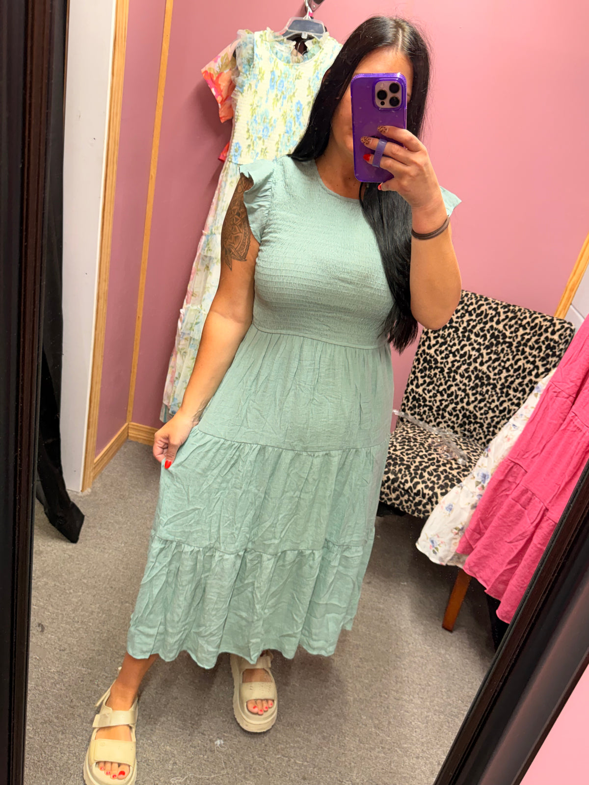Sage Green Gulf Flowy Dress