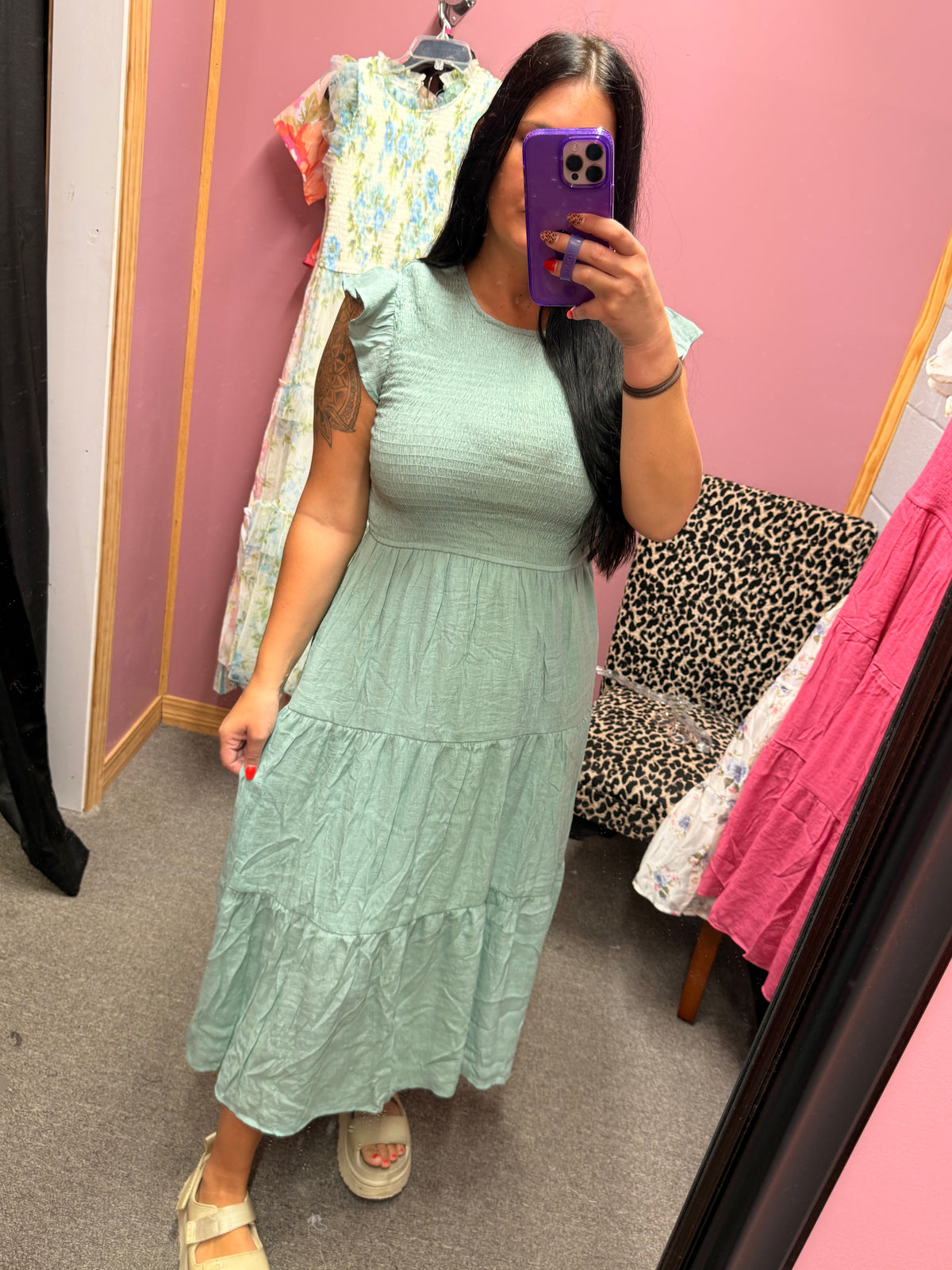 Sage Green Gulf Flowy Dress