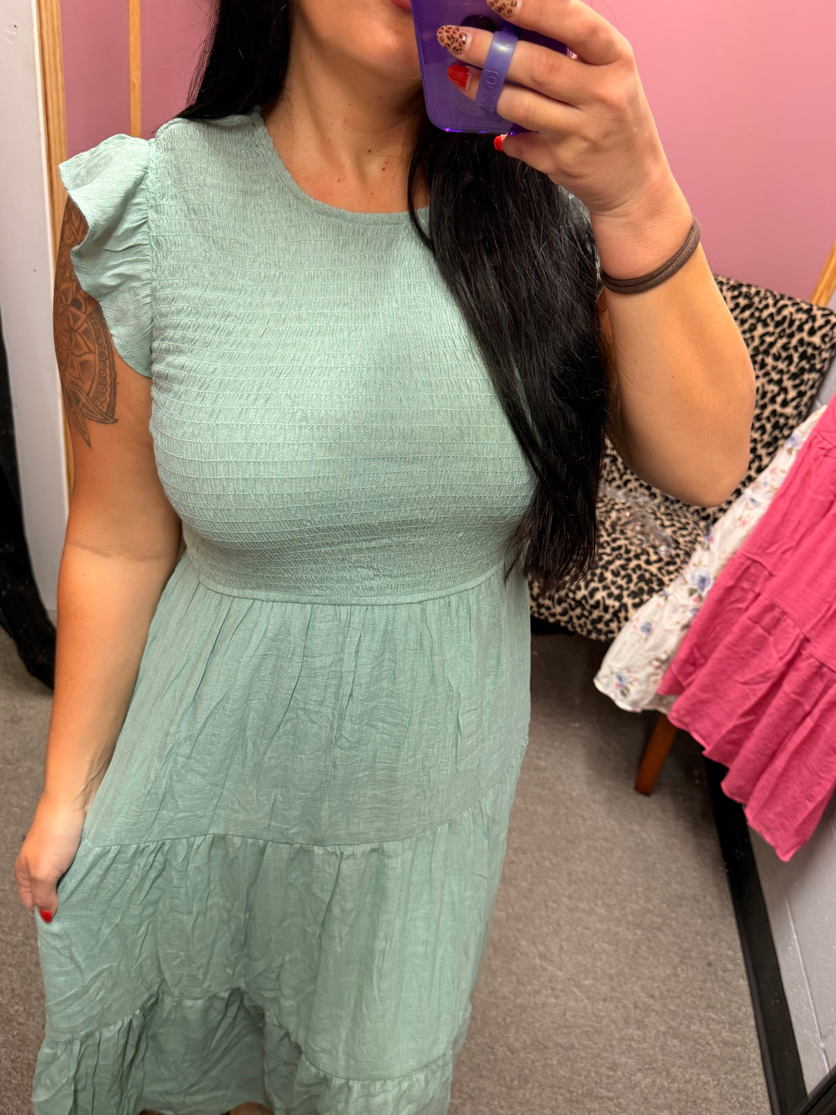 Sage Green Gulf Flowy Dress