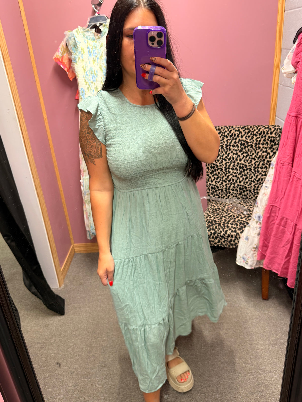 Sage Green Gulf Flowy Dress