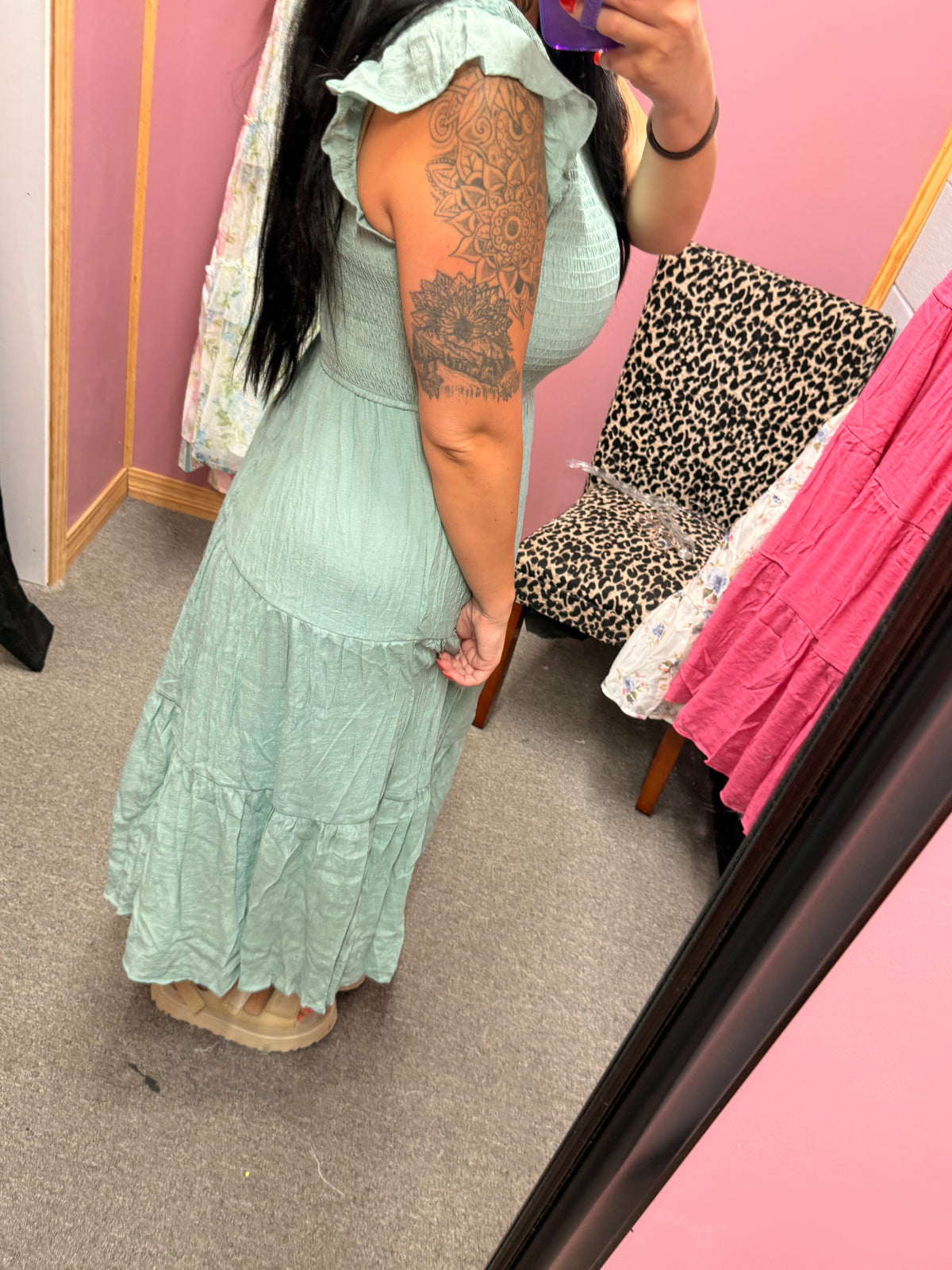 Sage Green Gulf Flowy Dress