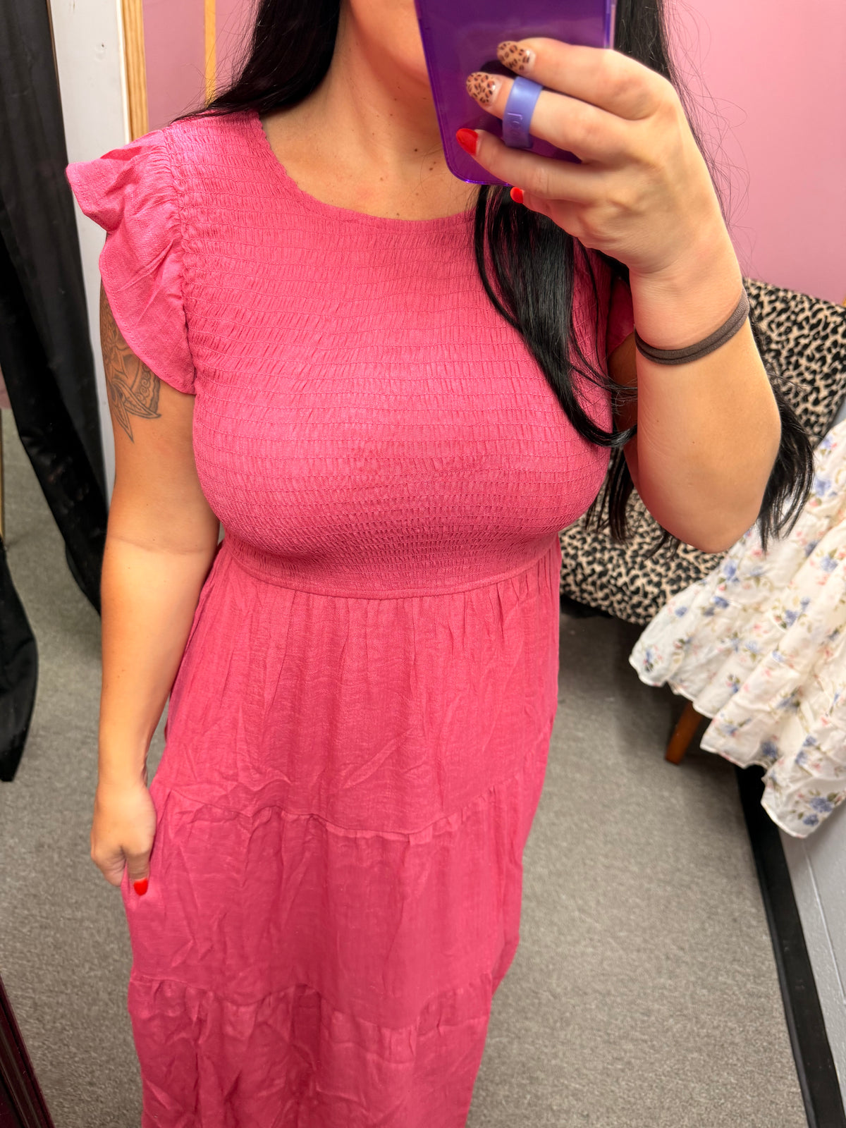 Berry Pink Flowy Dress