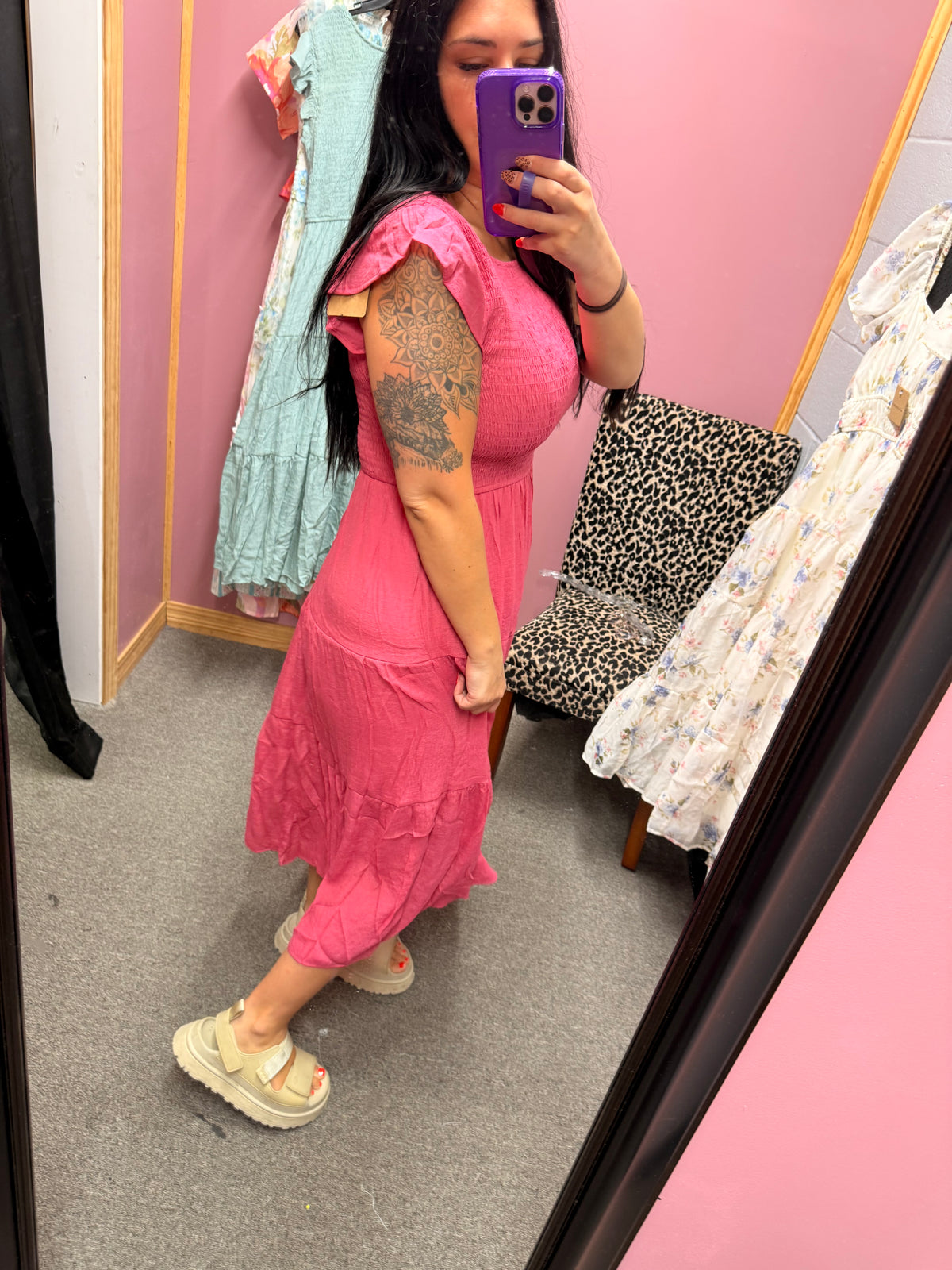 Berry Pink Flowy Dress