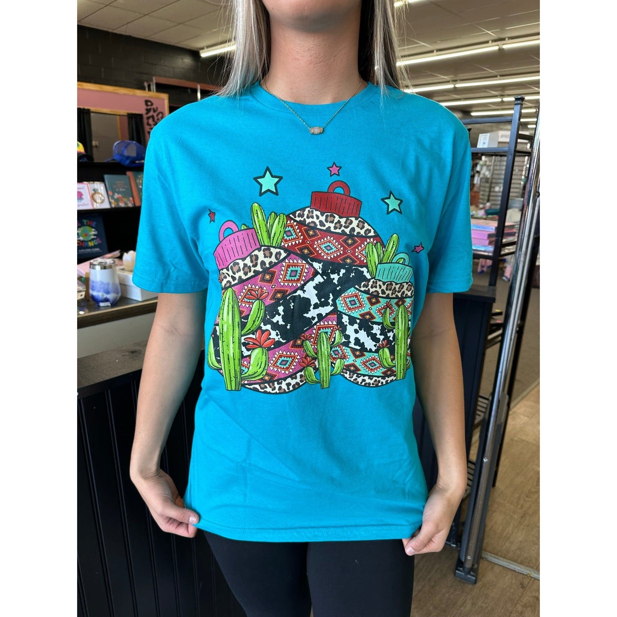 cow ornament Western Cactus Christmas Tee or Sweatshirt