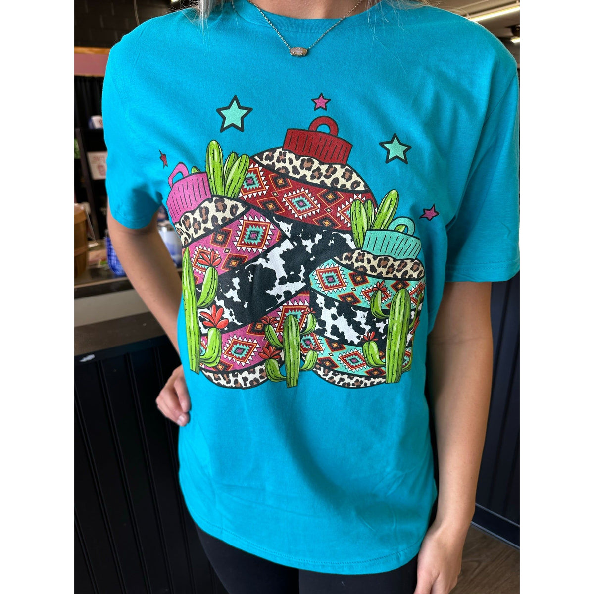 cow ornament Western Cactus Christmas Tee or Sweatshirt