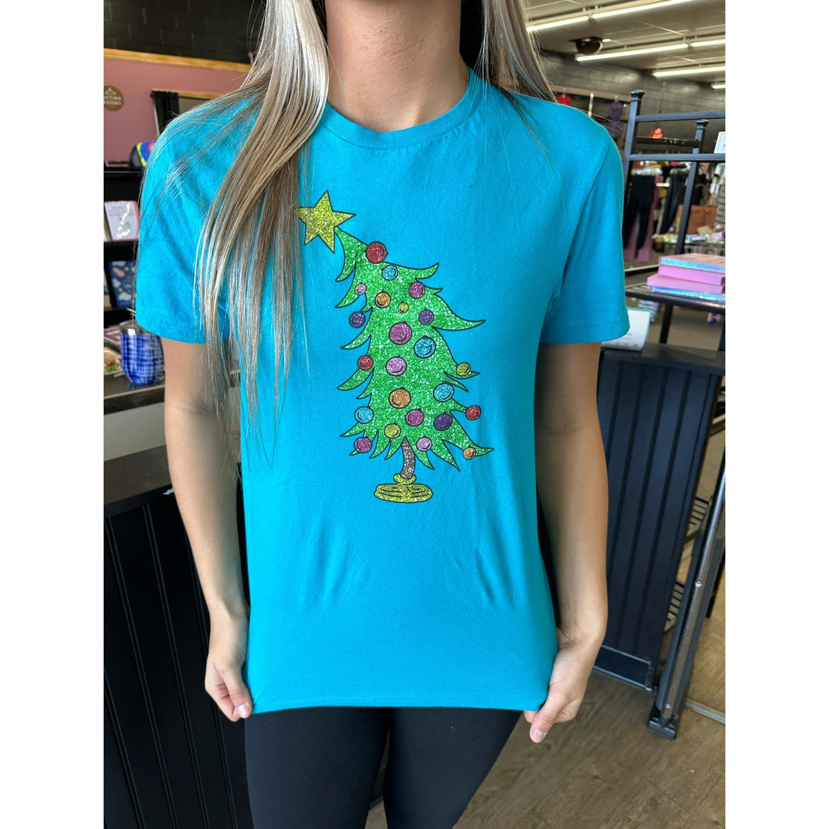 Christmas Tree Faux glitter Tee or Sweatshirt