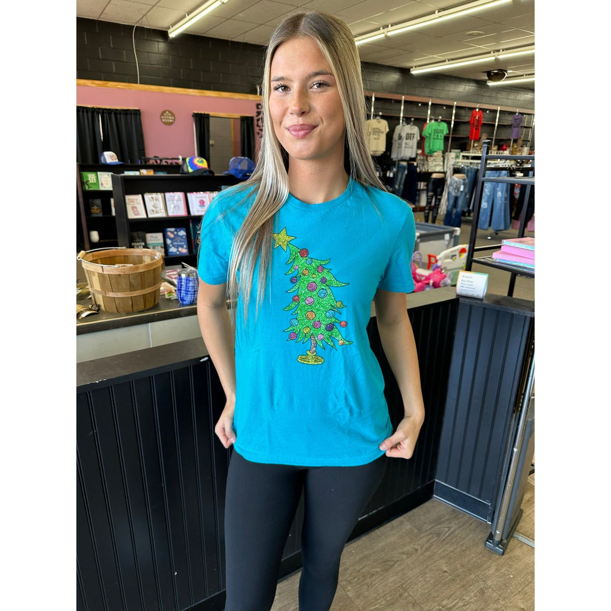 Christmas Tree Faux glitter Tee or Sweatshirt