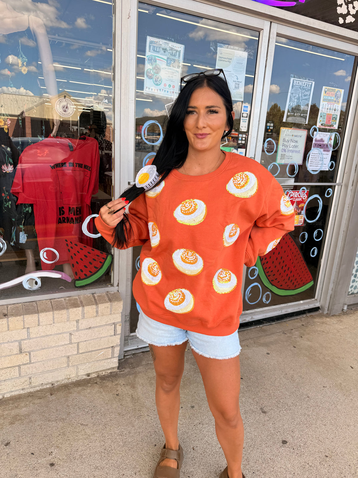 Deviled egg sequin sweatshirt preorder