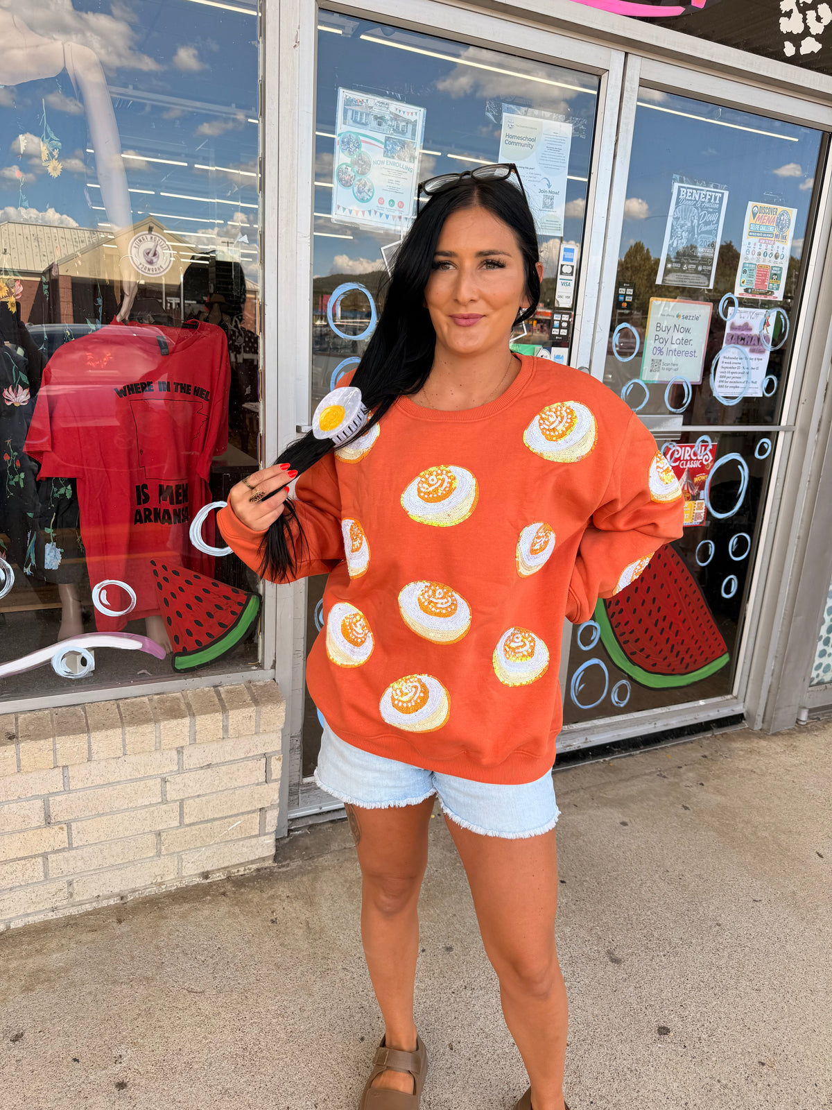 Deviled egg sequin sweatshirt preorder