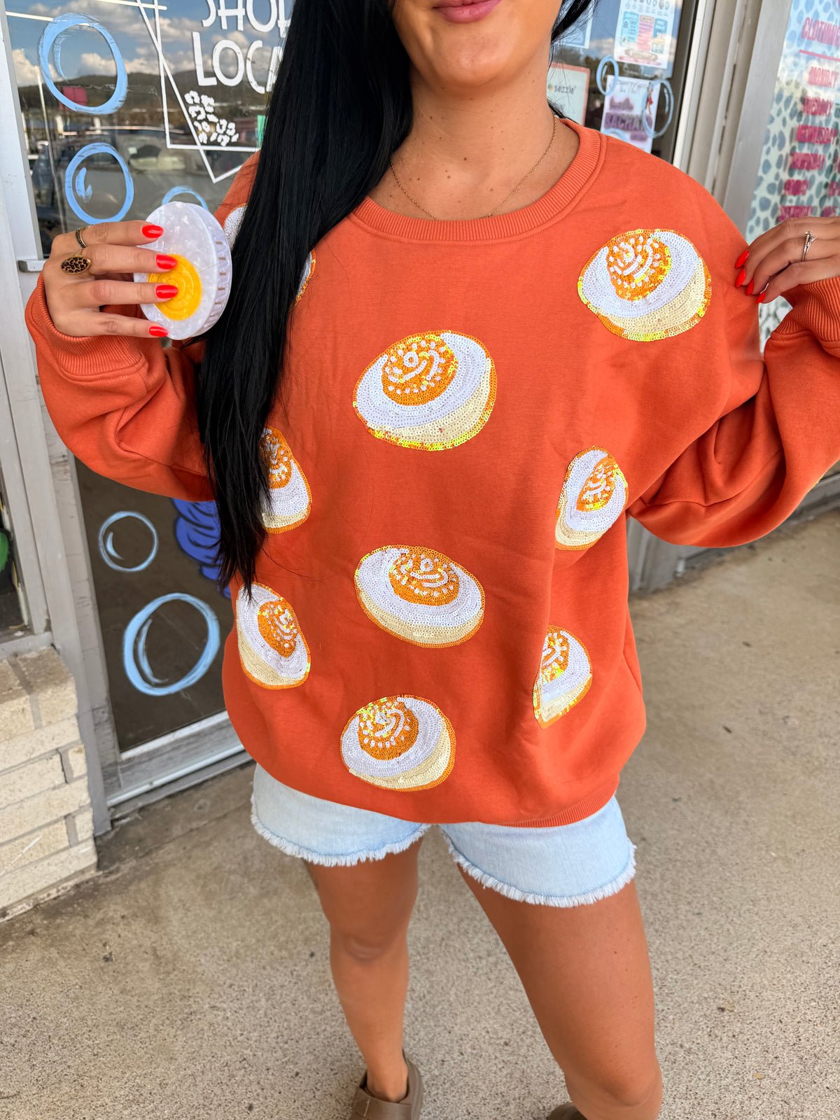 Deviled egg sequin sweatshirt preorder