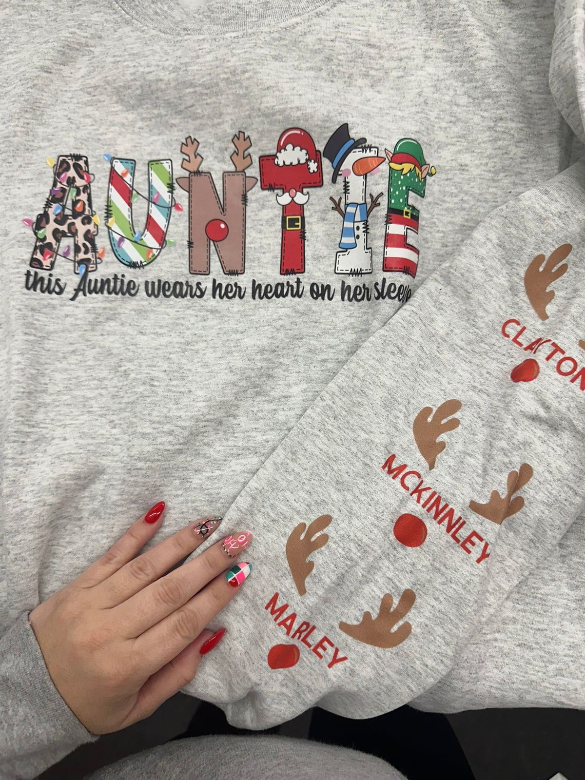 Christmas Character Mama, Aunt, Gigi, Granny, ANY CUSTOM long sleeve or sweatshirt