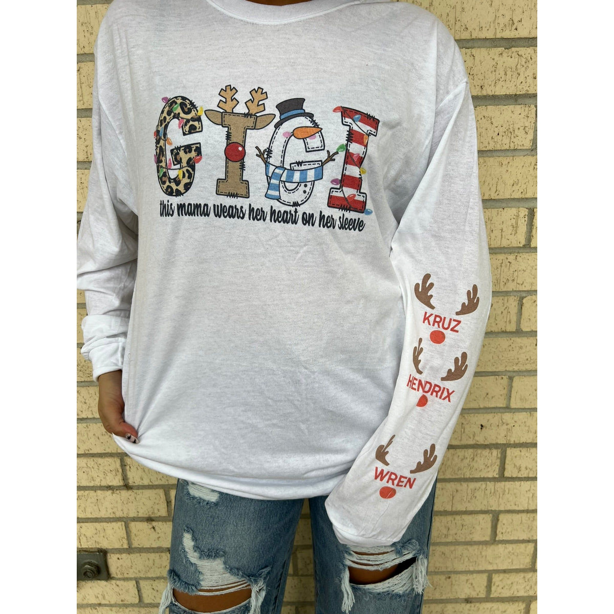 Christmas Character Mama, Aunt, Gigi, Granny, ANY CUSTOM long sleeve or sweatshirt