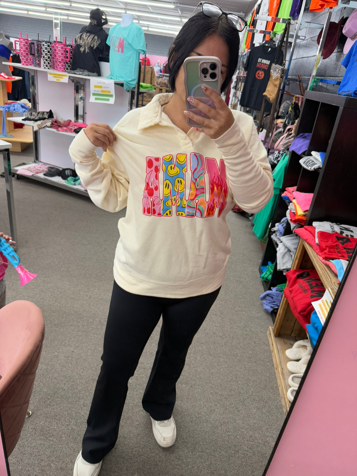 ComfortWash Mama or Aunt Collared Sweatshirt