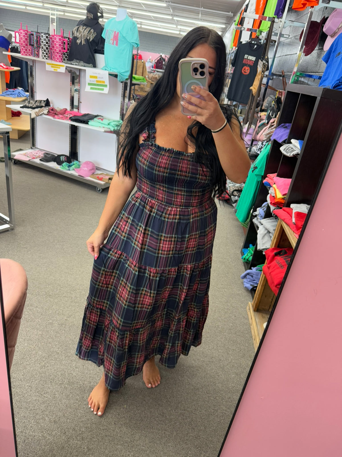 Fall blue plaid dress