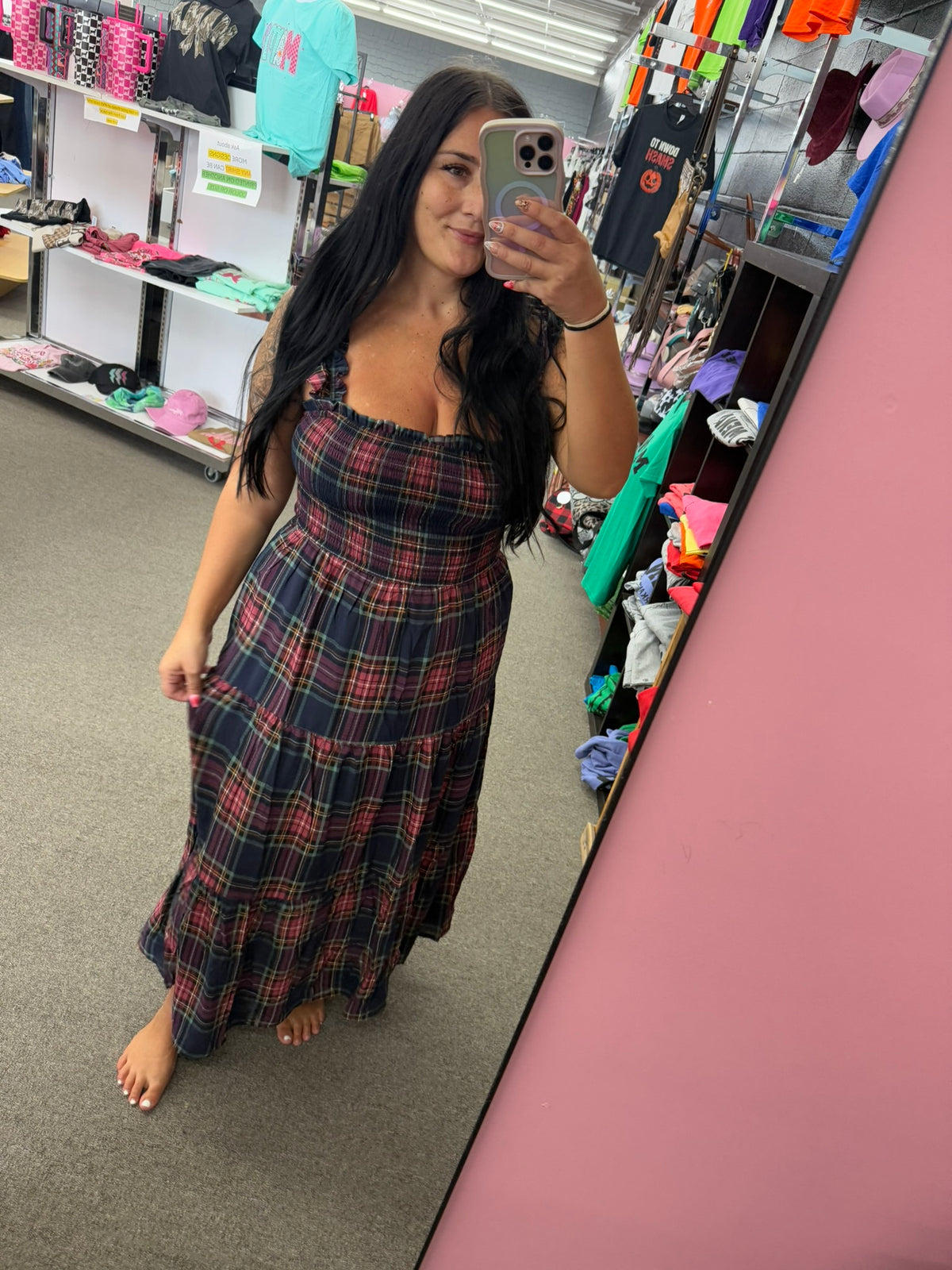 Fall blue plaid dress