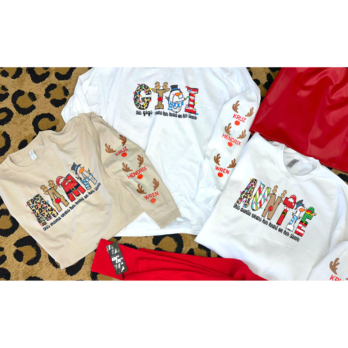 Christmas Character Mama, Aunt, Gigi, Granny, ANY CUSTOM long sleeve or sweatshirt