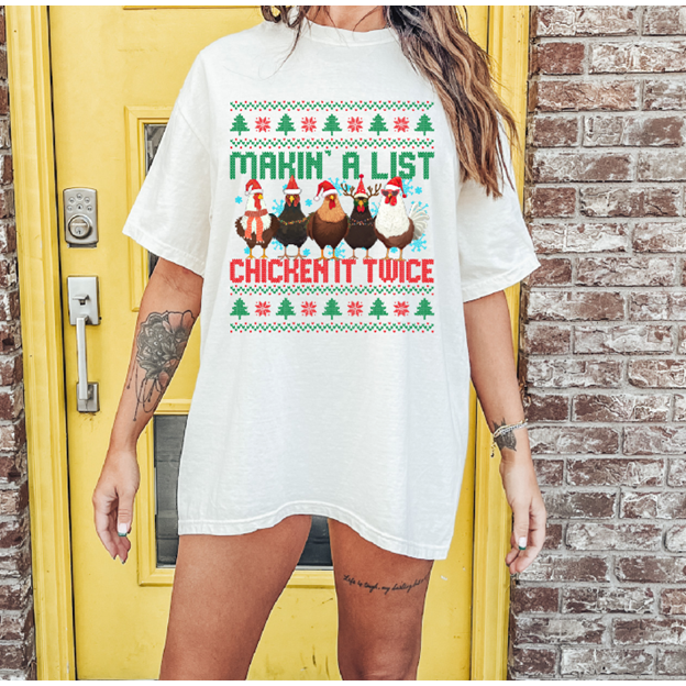 Chicken it twice Christmas Tee or Sweatshirt
