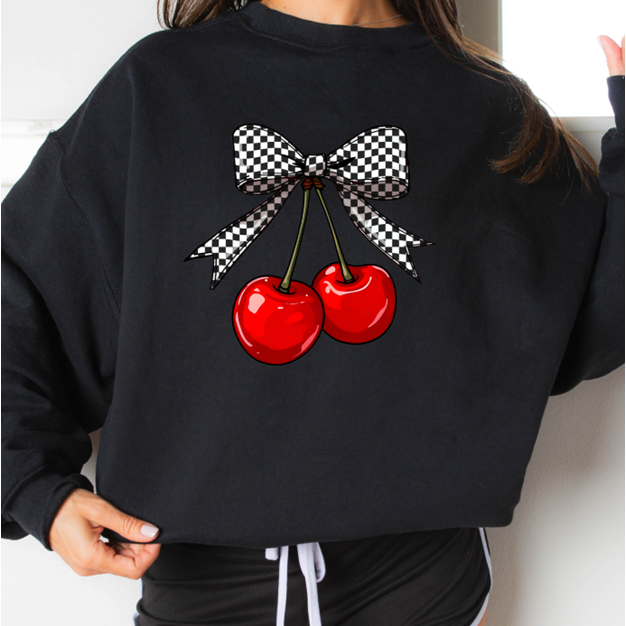 Checker Cherry Tee or Sweatshirt