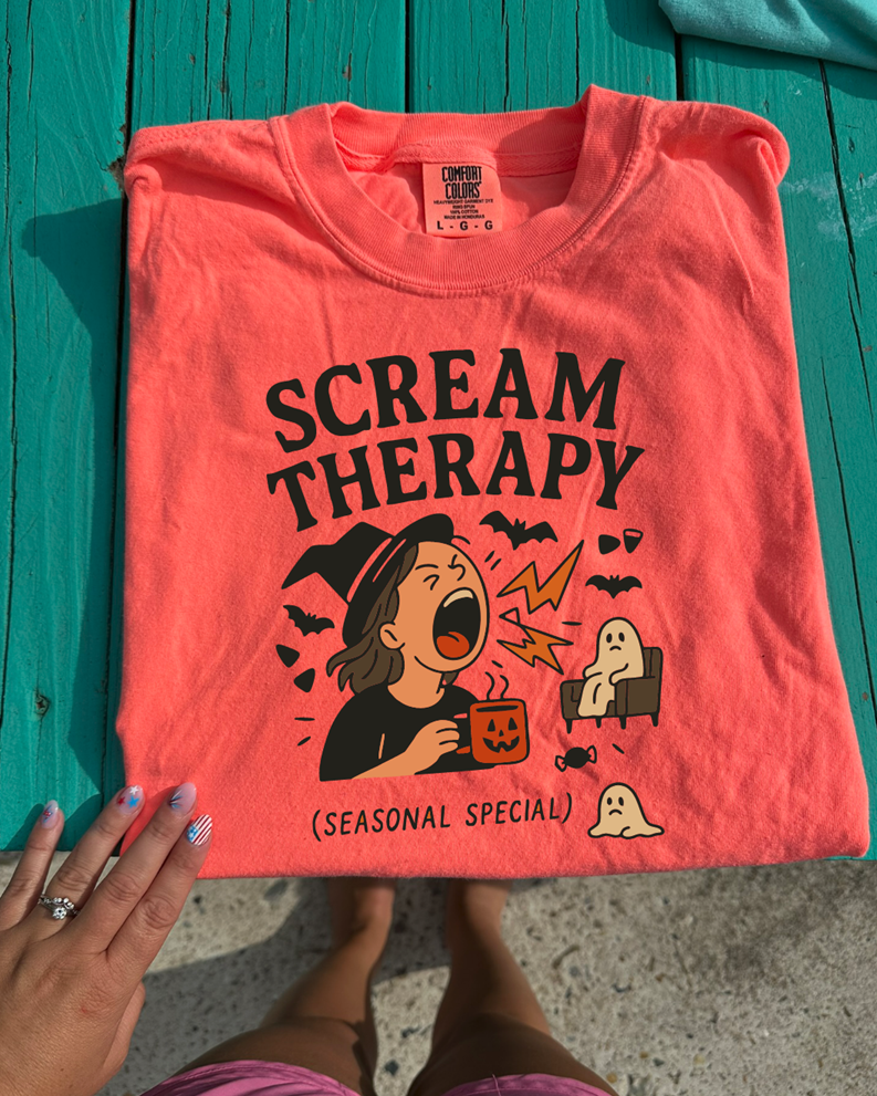 Scream therapy halloween tee or sweatshirt