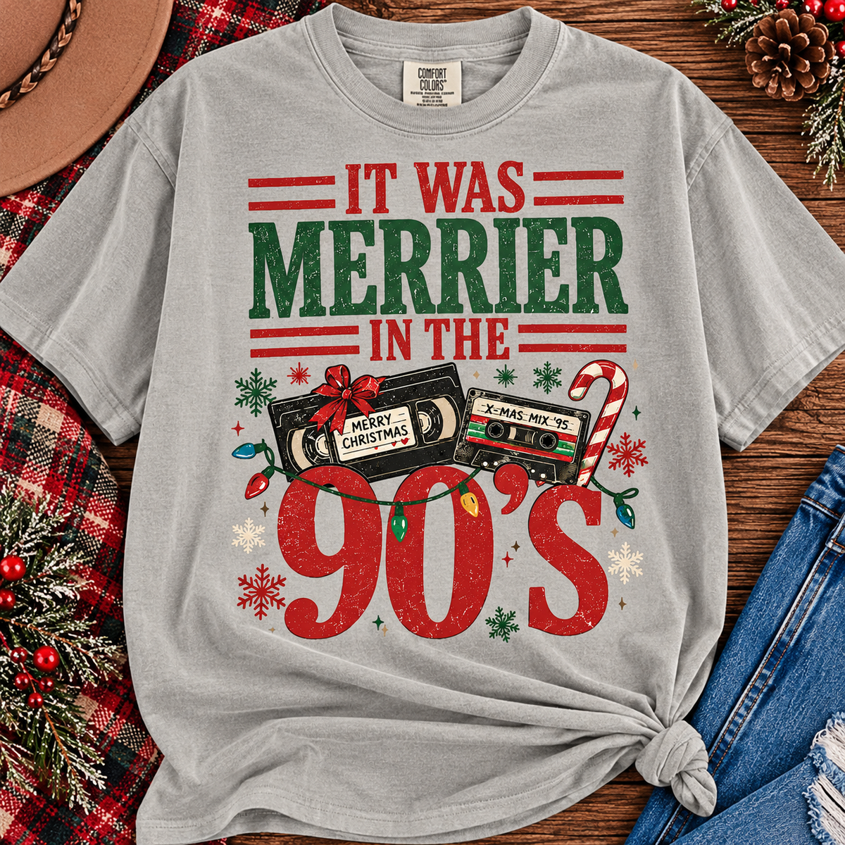 It was merrier in the 90's christmas tee or sweatshirt