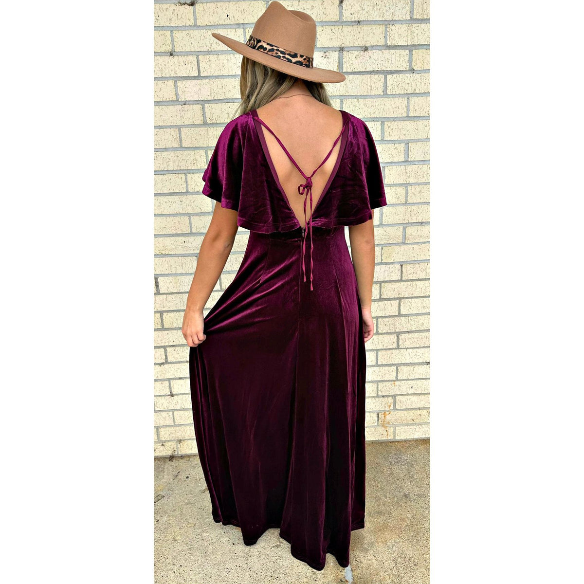 Soft Merlot Velvet Sexy Maxi Dress