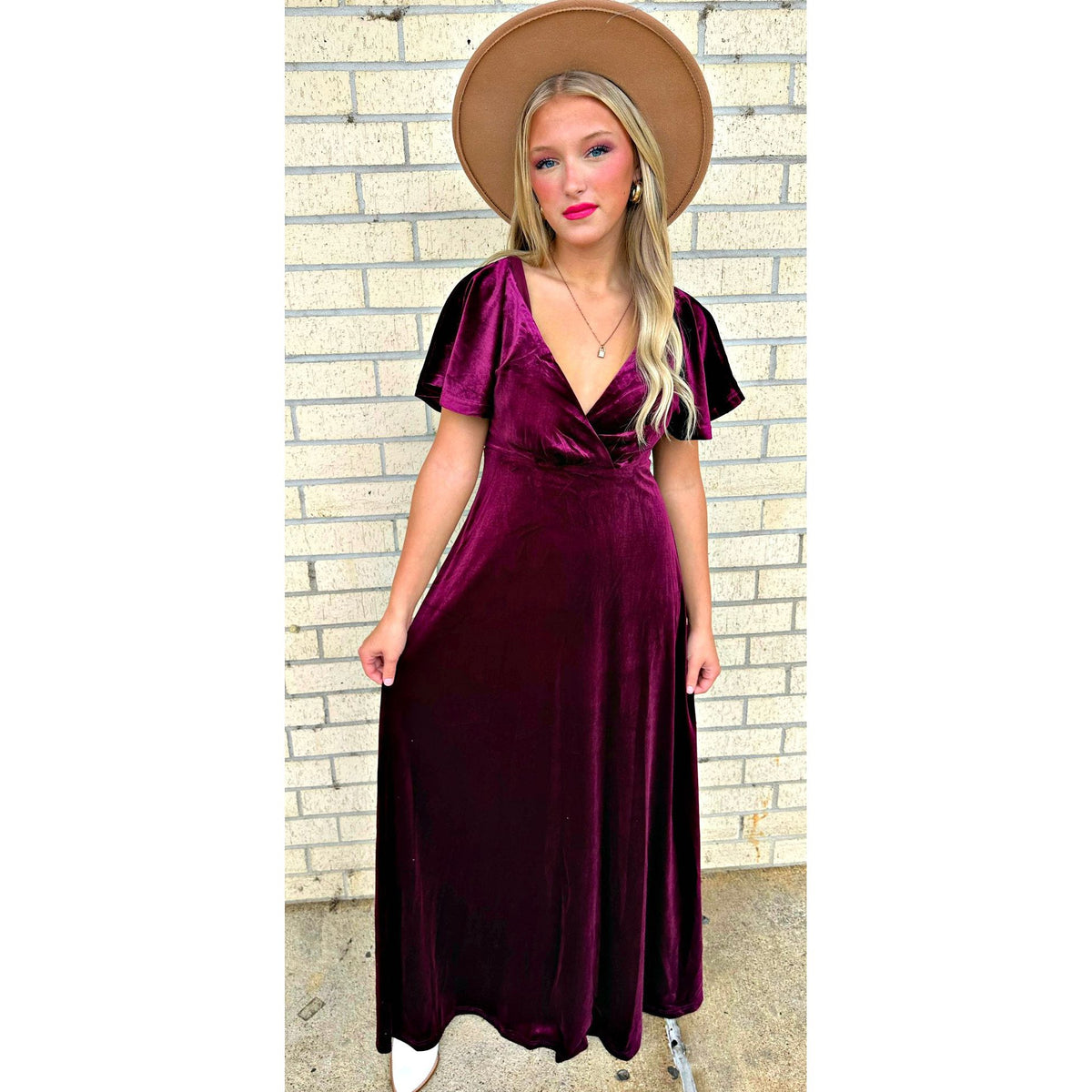 Soft Merlot Velvet Sexy Maxi Dress