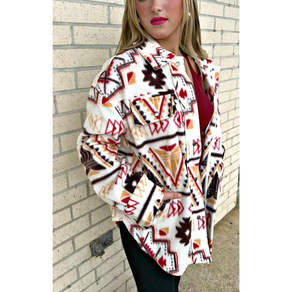 Paisley Burgundy Aztec Soft Shacket