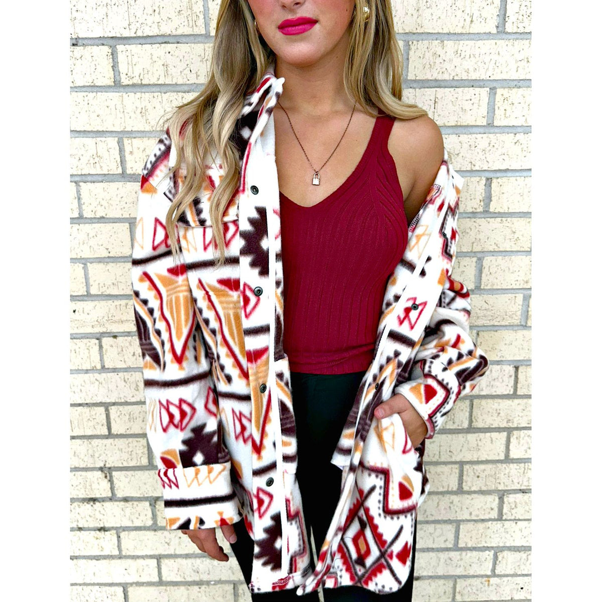 Paisley Burgundy Aztec Soft Shacket