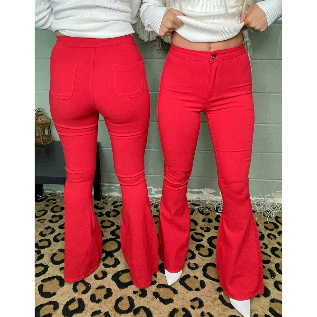 Holiday super stretchy Red Bell Bottom flares