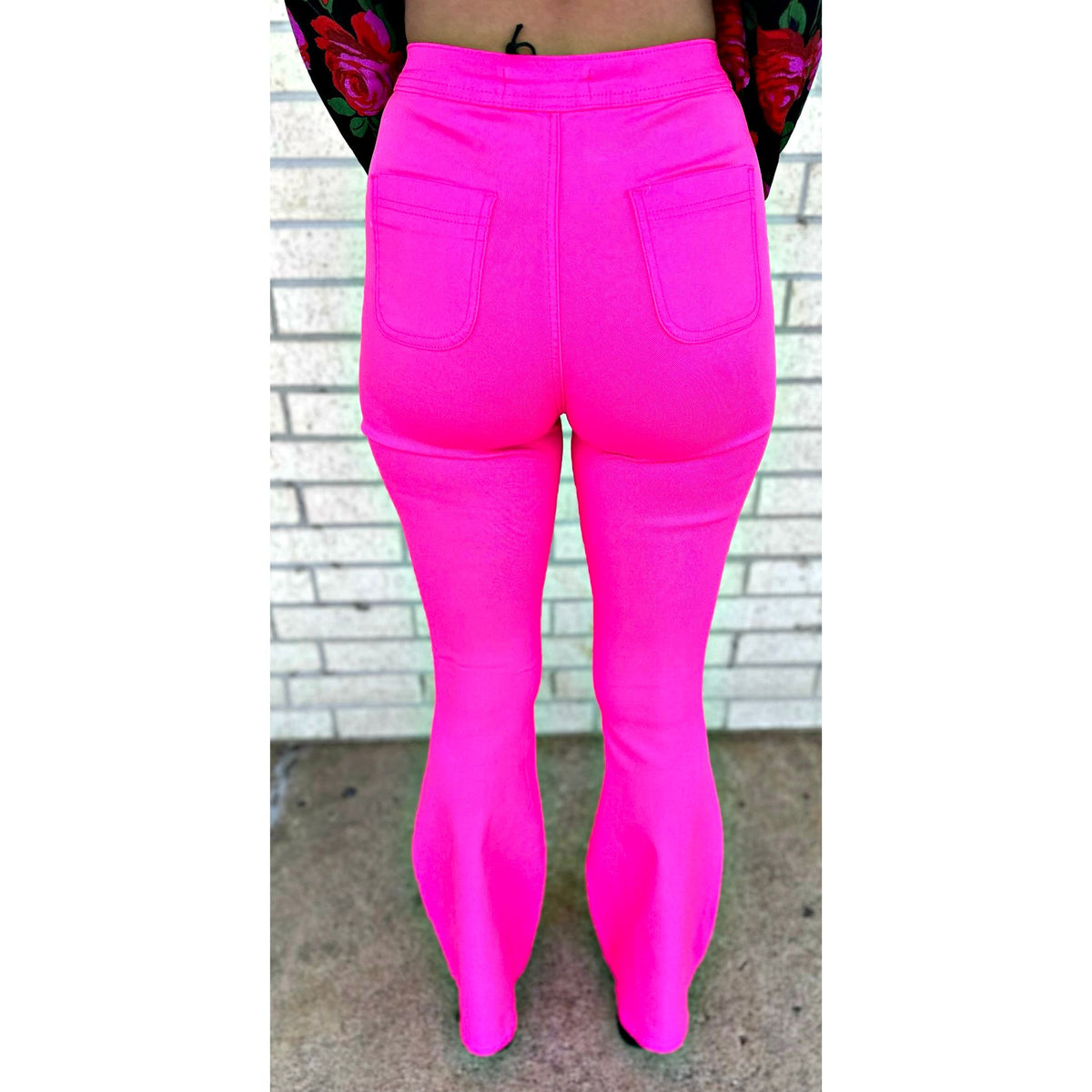 Stretchy Rae Neon Pink Flare Jeans