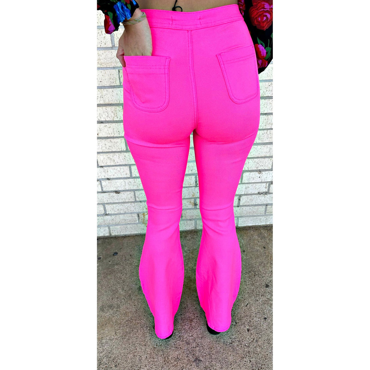 Stretchy Rae Neon Pink Flare Jeans