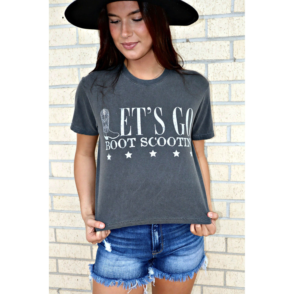 Let&#39;s Go Boot Scootin&#39; long crop tee