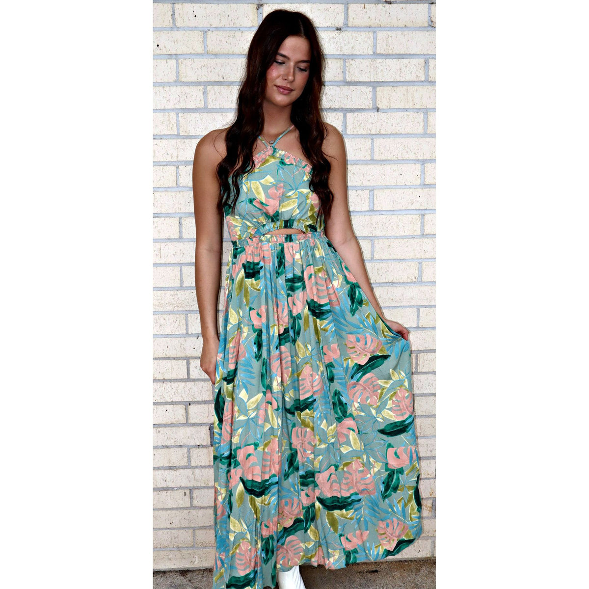 Spring Ayla Sage Floral Maxi Dress