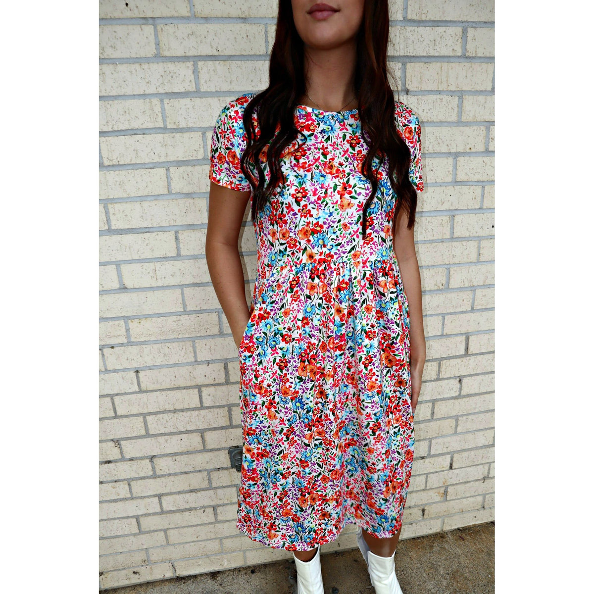 Ivory floral spring dress