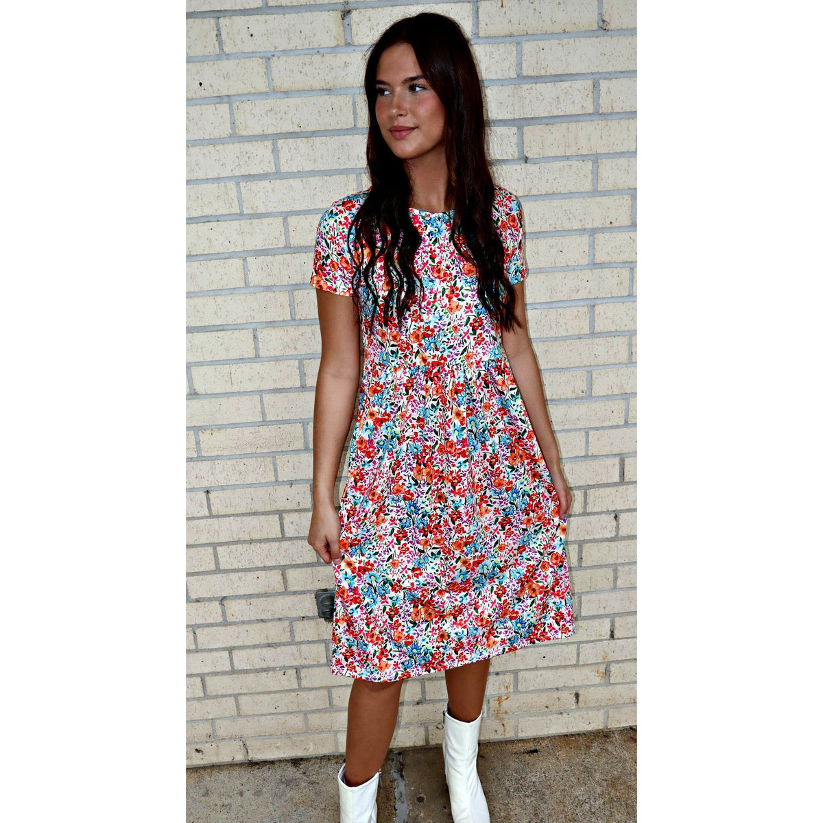 Ivory floral spring dress