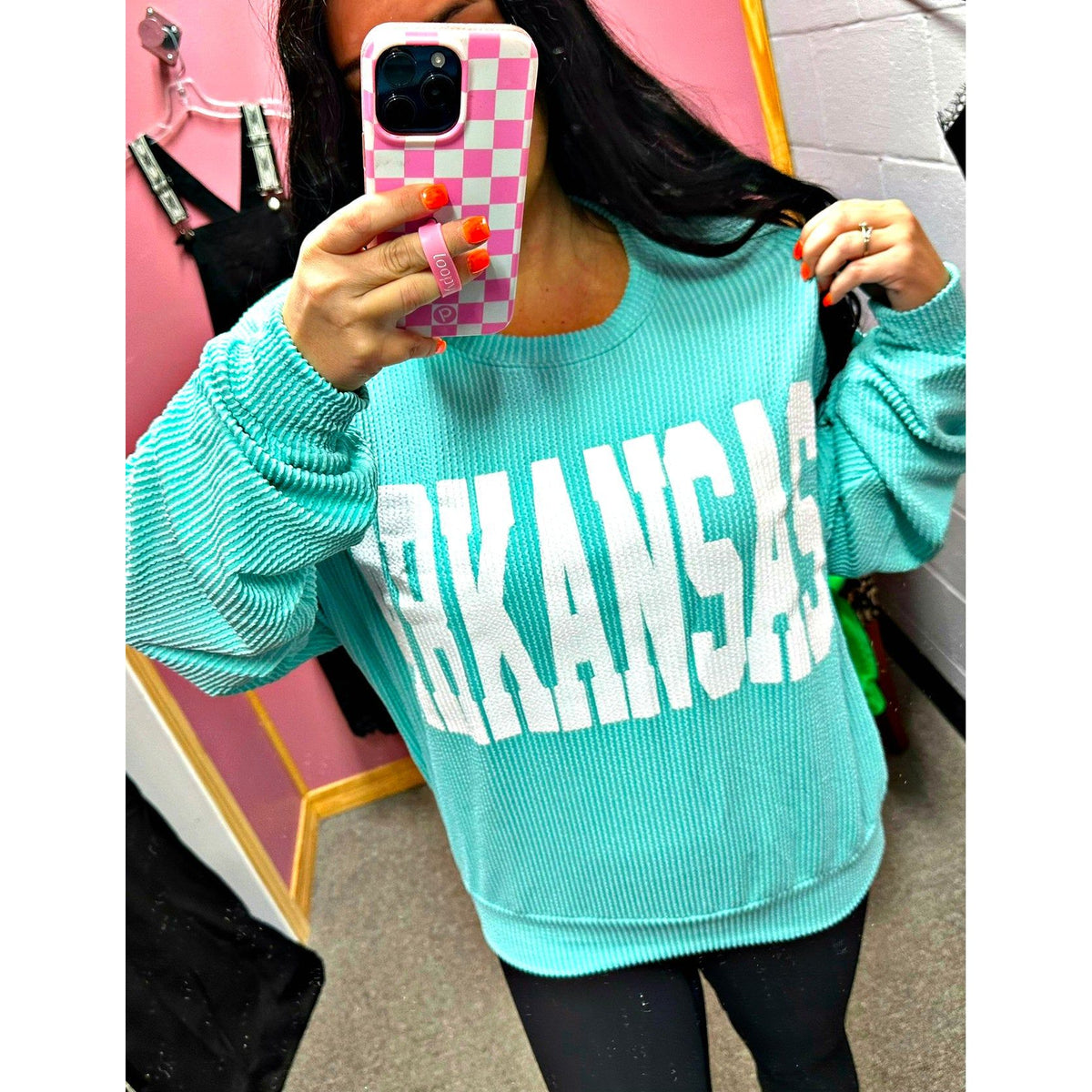 Arkansas Bright Mint Corded Sweater