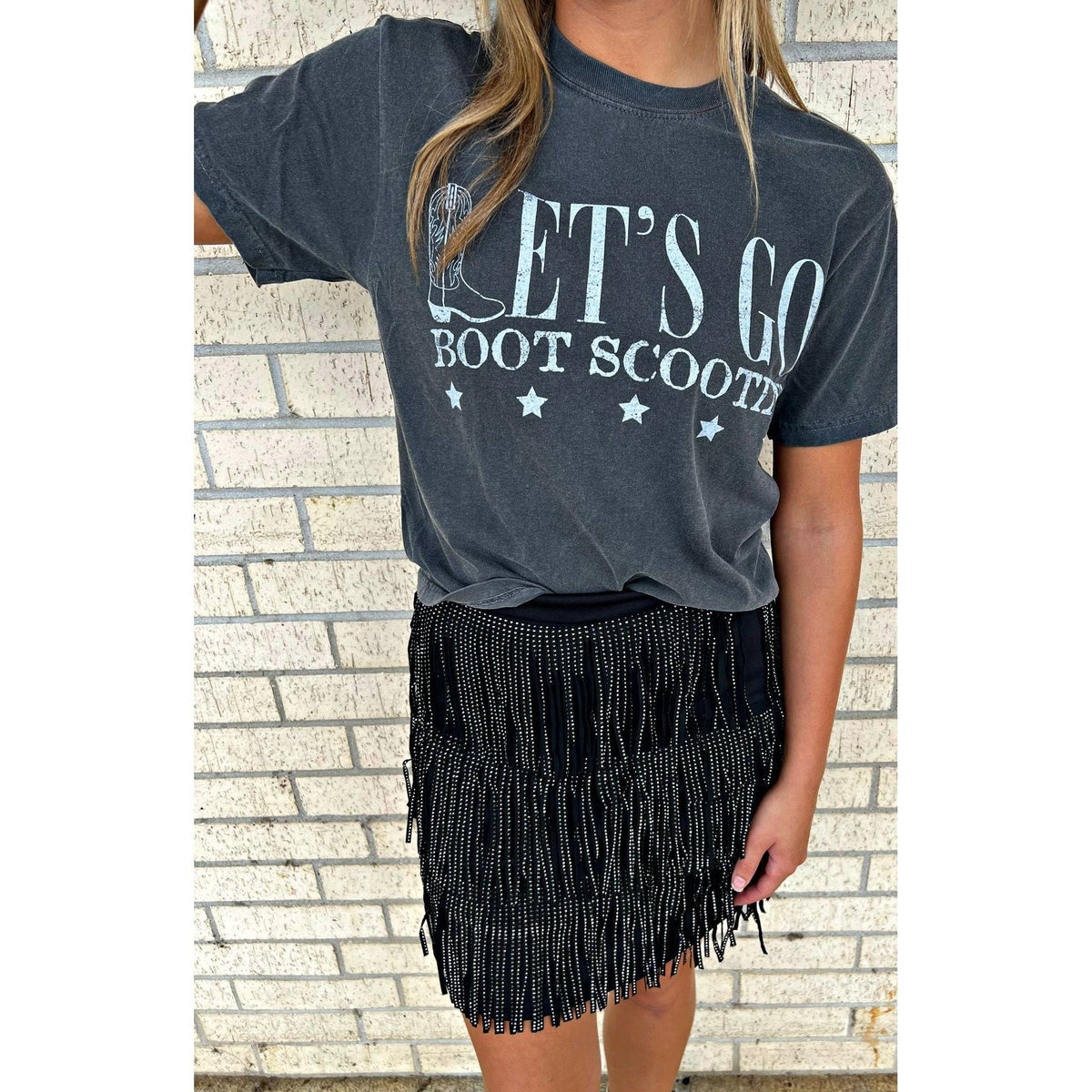 Let&#39;s Go Boot Scootin&#39; long crop tee