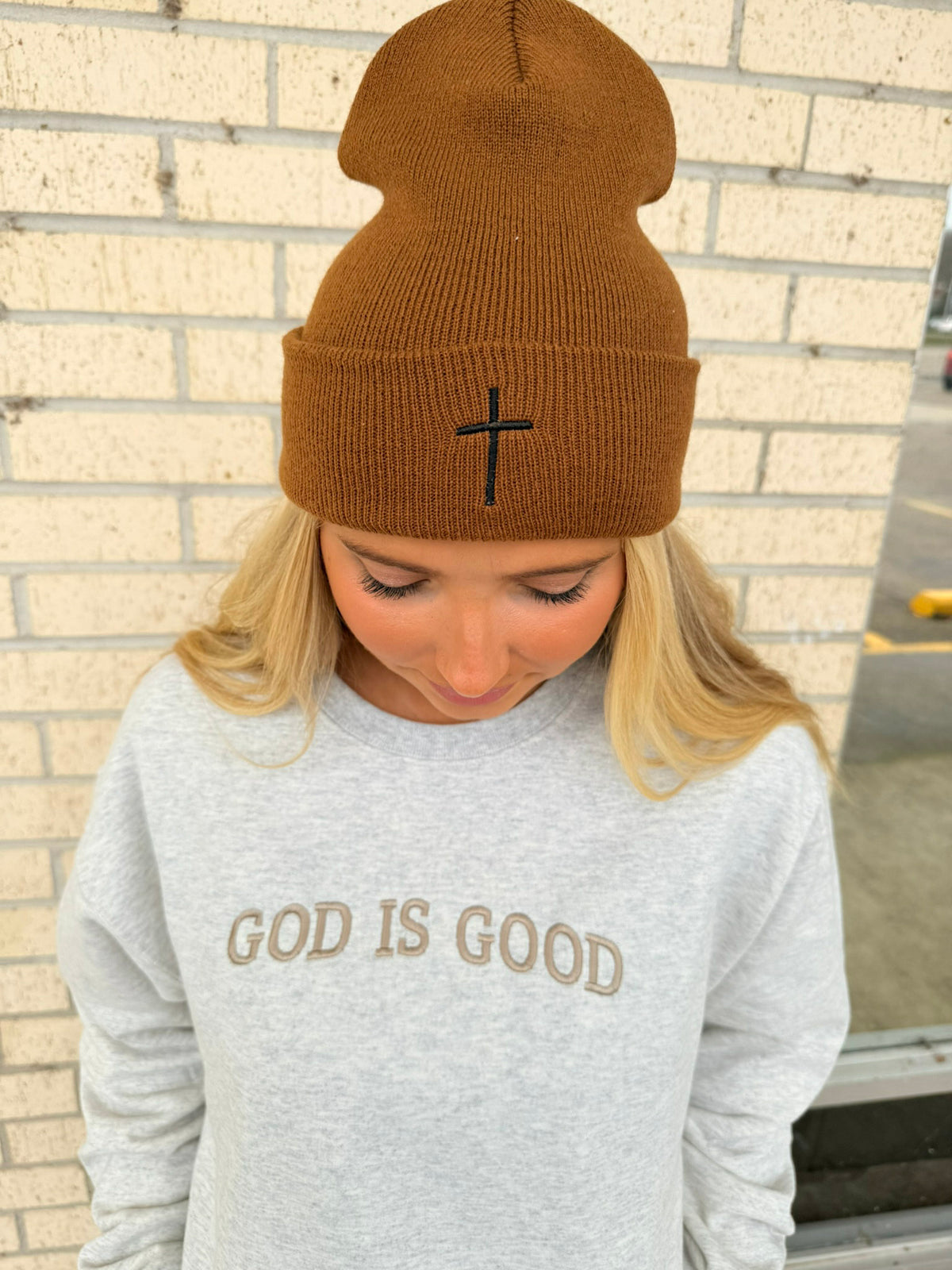 Cross Tan Beanie