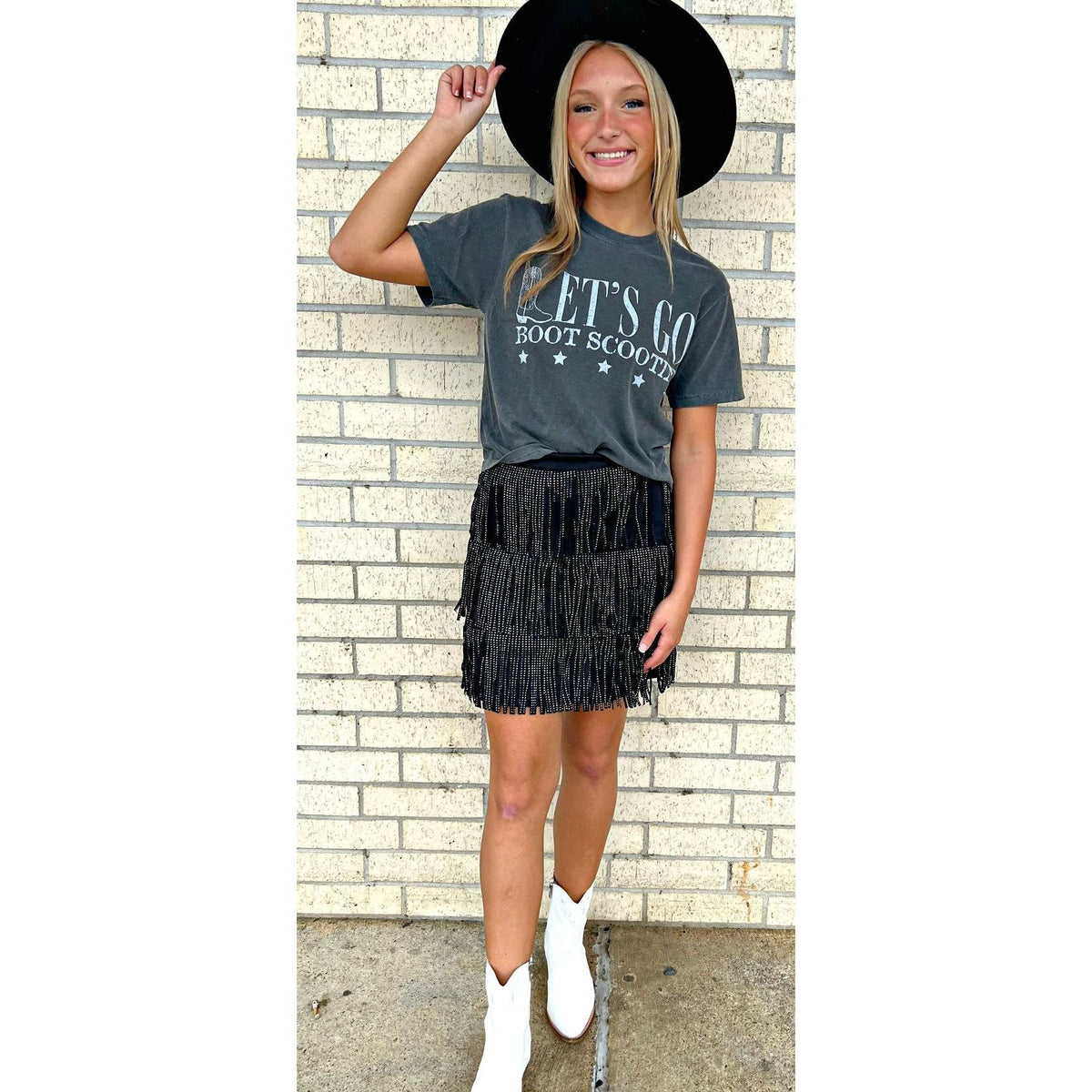 Let&#39;s Go Boot Scootin&#39; long crop tee