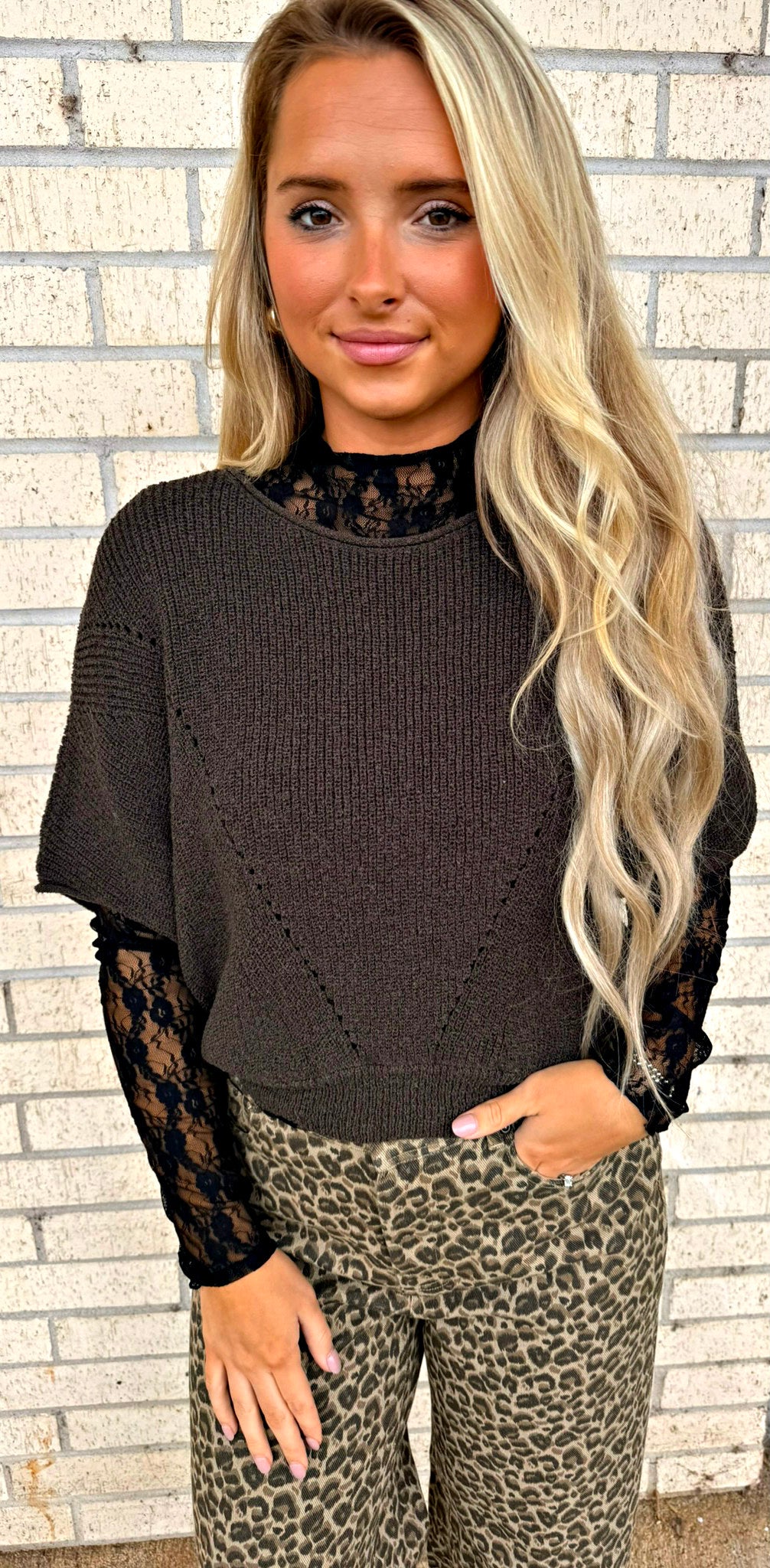 Brown Knit Sweater Top