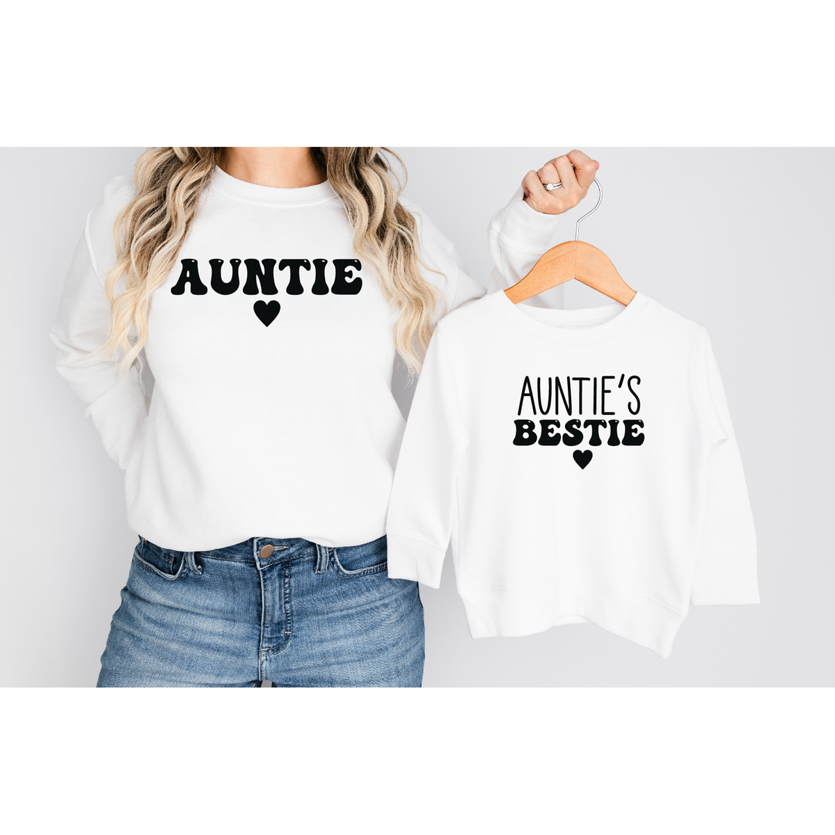 Mama, Auntie or Auntie&#39;s Bestie weatshirt  (adult infant, toddler, kids) black or white