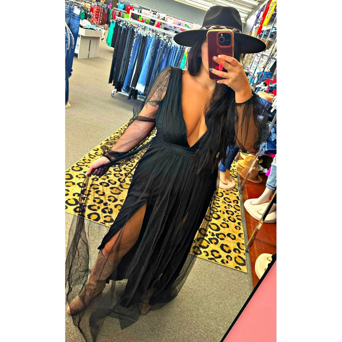 brin Sexy Black Night Mesh Maxi Dress