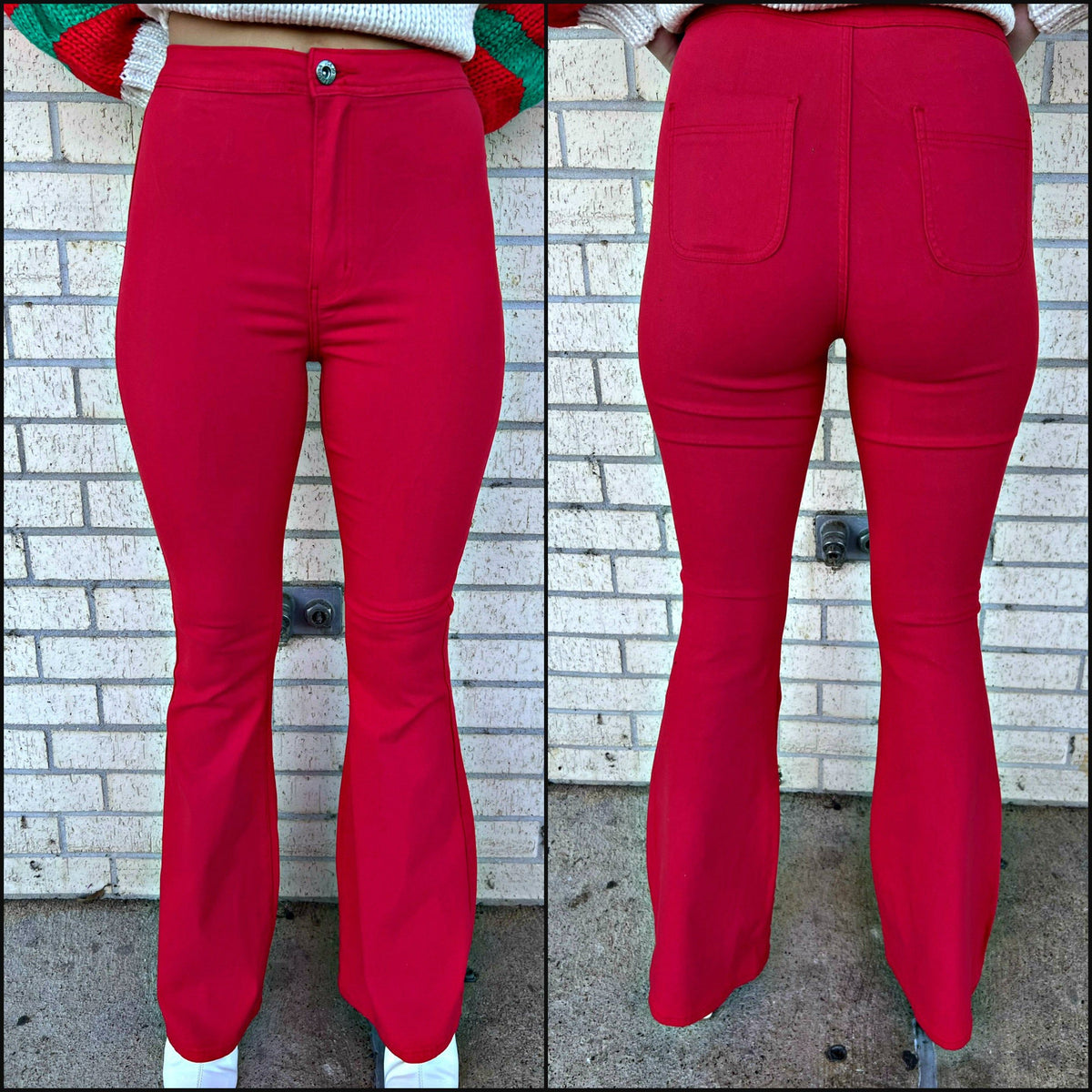 Holiday super stretchy Red Bell Bottom flares