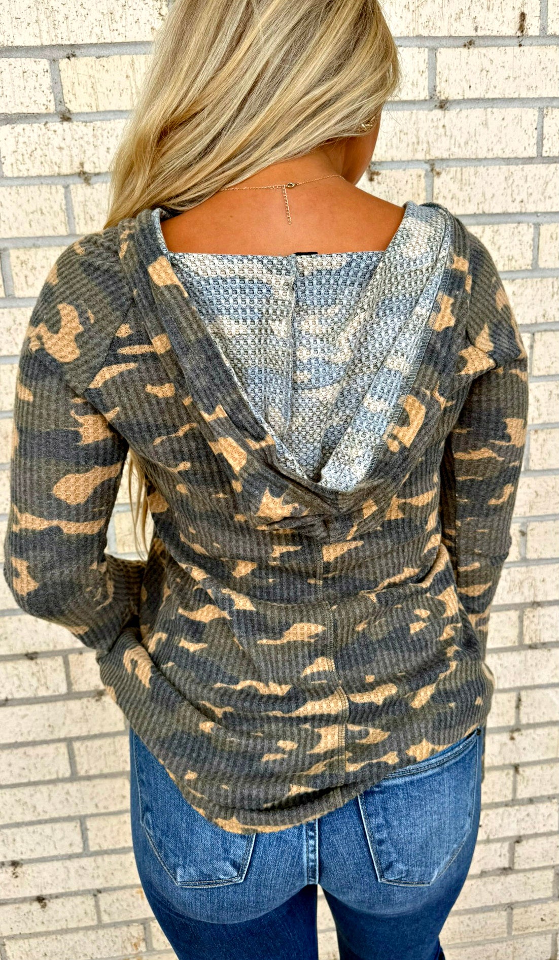 Soft Waffle Knit Camo Top