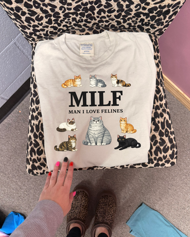 man i love felines (cats) tee or sweatshirt