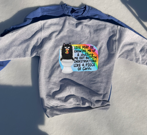 life is chewing me up and shtting me out cat corn tee or sweatshirt