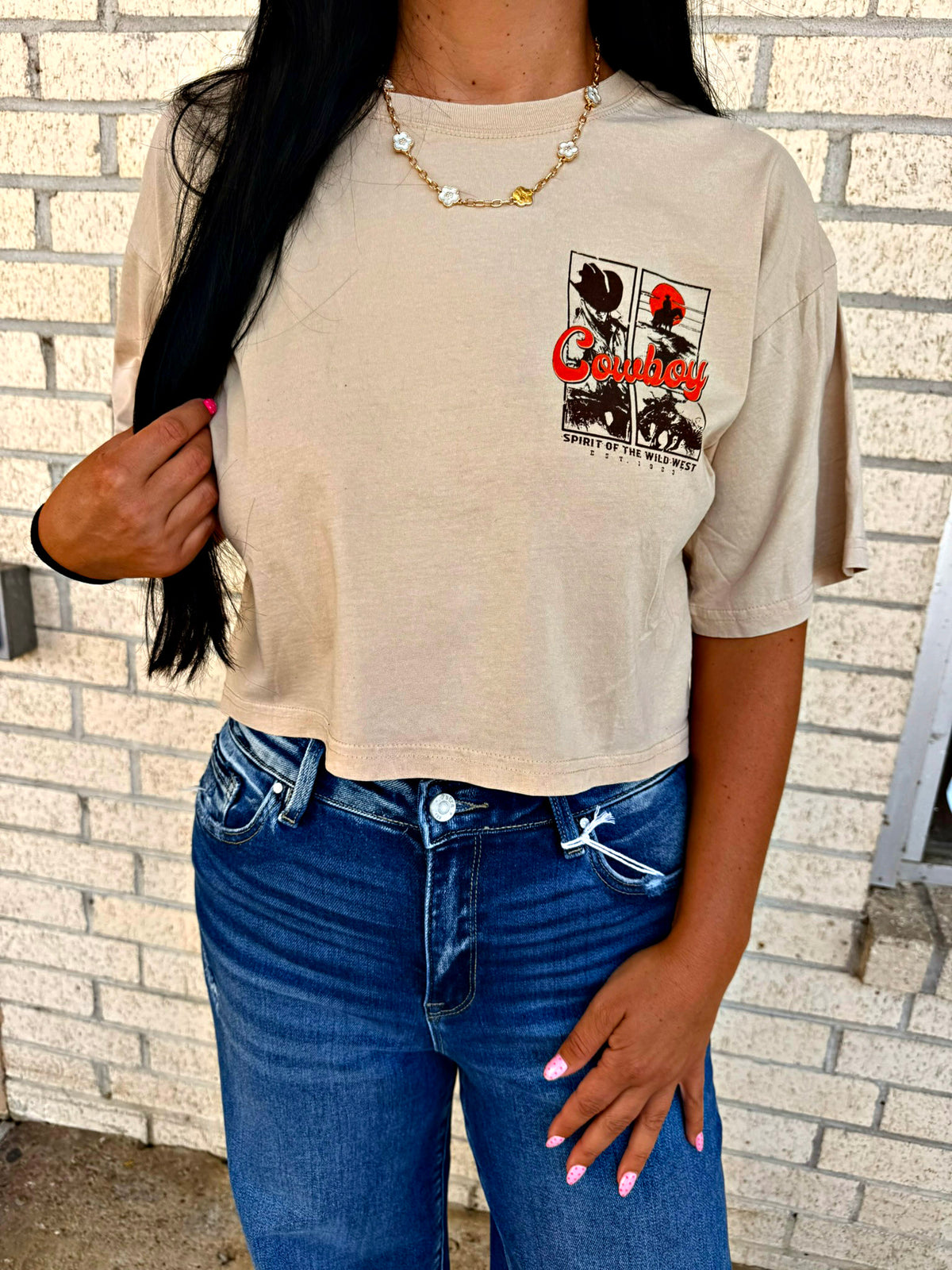 Cowboy Wild West F&B Women's Vintage Graphic Crop Top